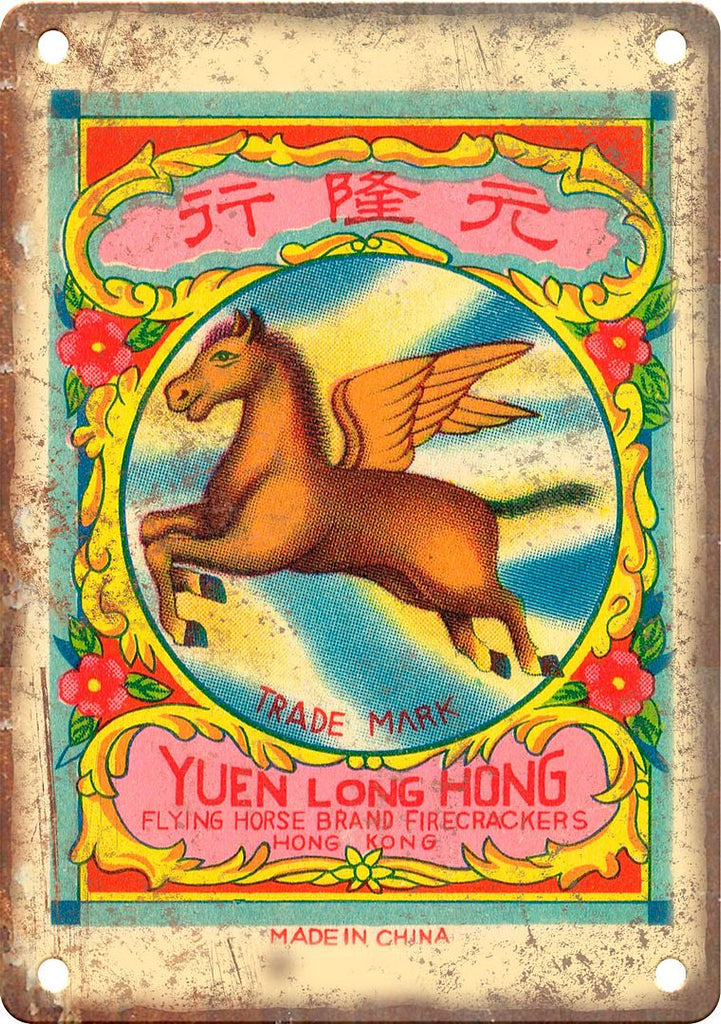 Flying Horse Brand Firework Package Art Metal Sign