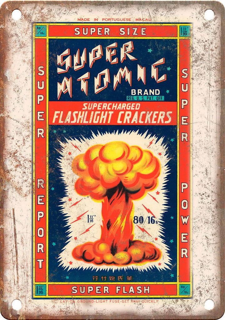 Super Atomic Firecracker Package Art Metal Sign