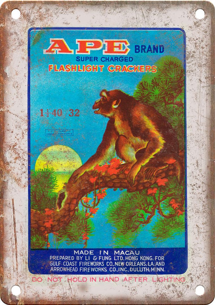 Ape Brand Firework Package Art Metal Sign