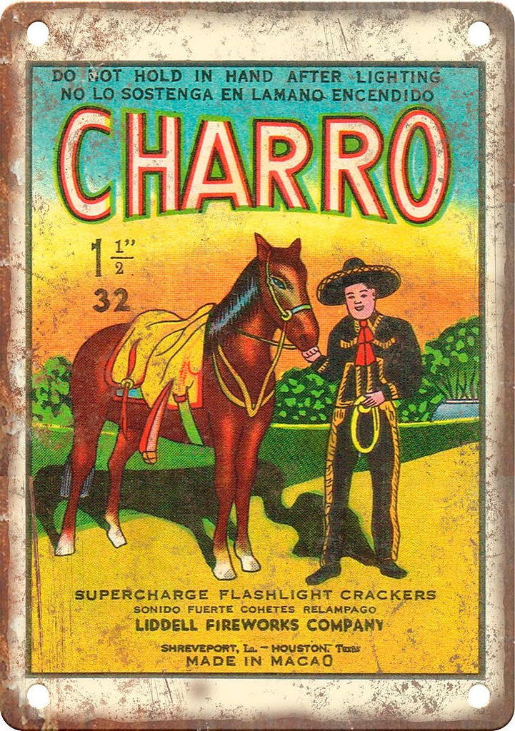 Charro Firework Package Art Metal Sign