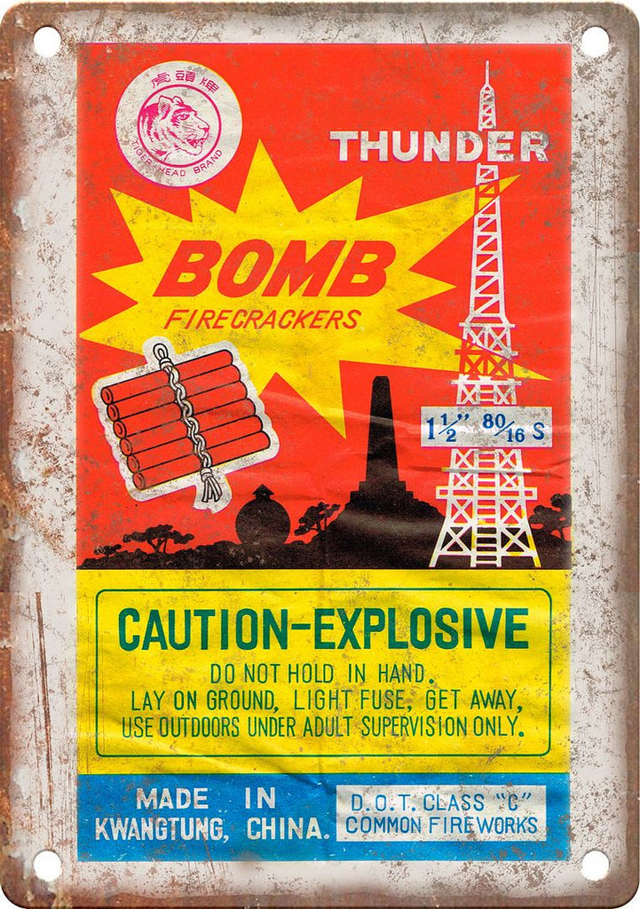 Thunder Bomb Firecracker Package Art Metal Sign