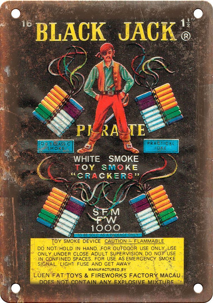 Black Jack Firecracker Package Art Metal Sign