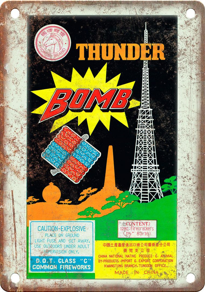 Thunder Bomb Firework Package Art Metal Sign