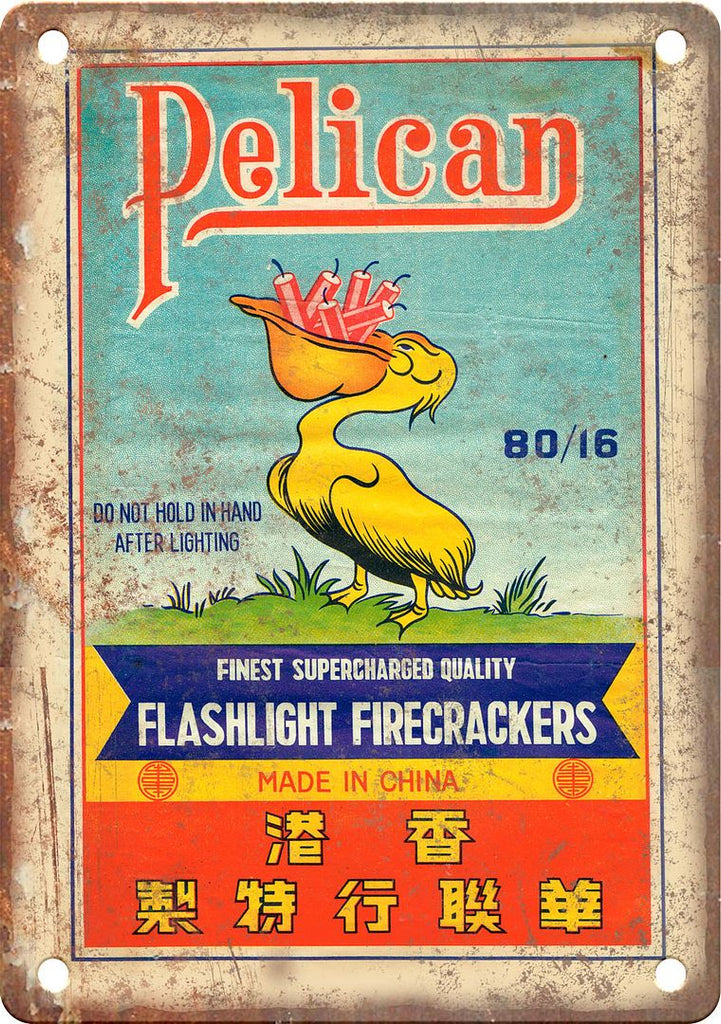 Pelican Brand Firecracker Package Art Metal Sign
