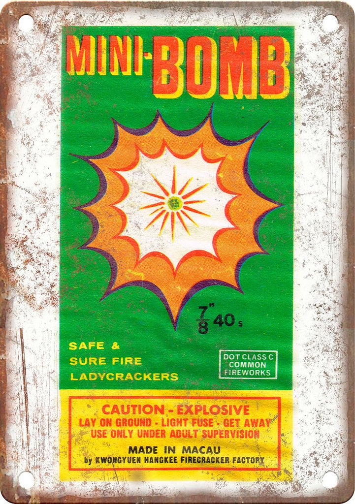 Mini Bomb Firecrackeer Package Art Metal Sign