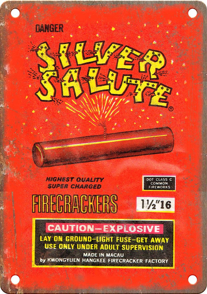 Silver Salute Firecracker Package Art Metal Sign