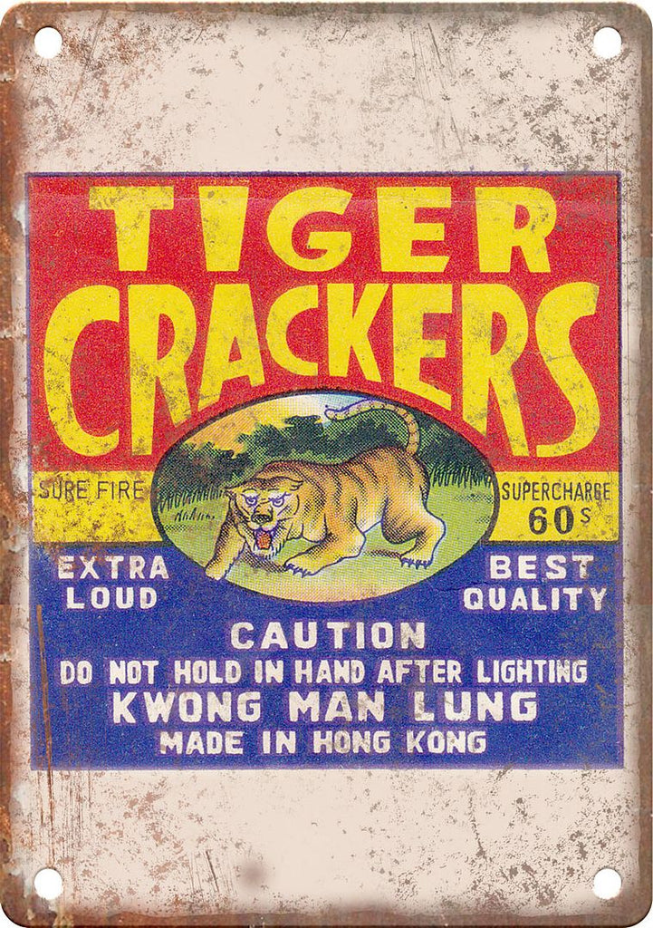 Tiger Crackers Firecracker Package Art Metal Sign