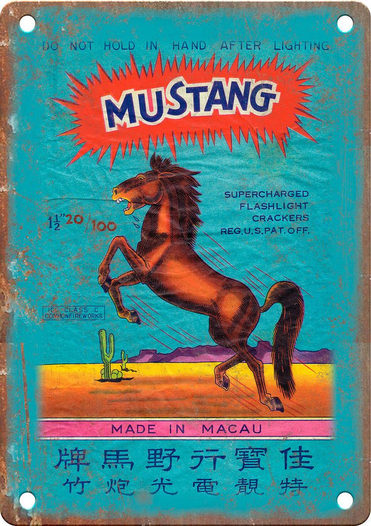 Mustang Firecracker Package Art Metal Sign