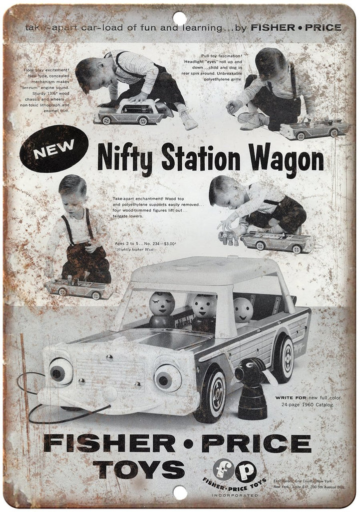 Fisher Price Toys Nifty Station Wagon Ad Metal Sign