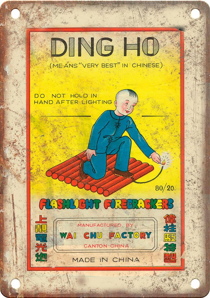 Ding Ho Firecracker Package Art Metal Sign