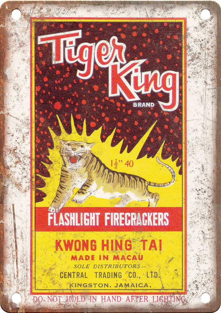 Tiger King Brand Firework Art Metal Sign