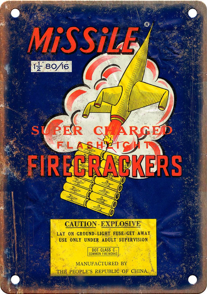 Missle Firework Package Art Metal Sign
