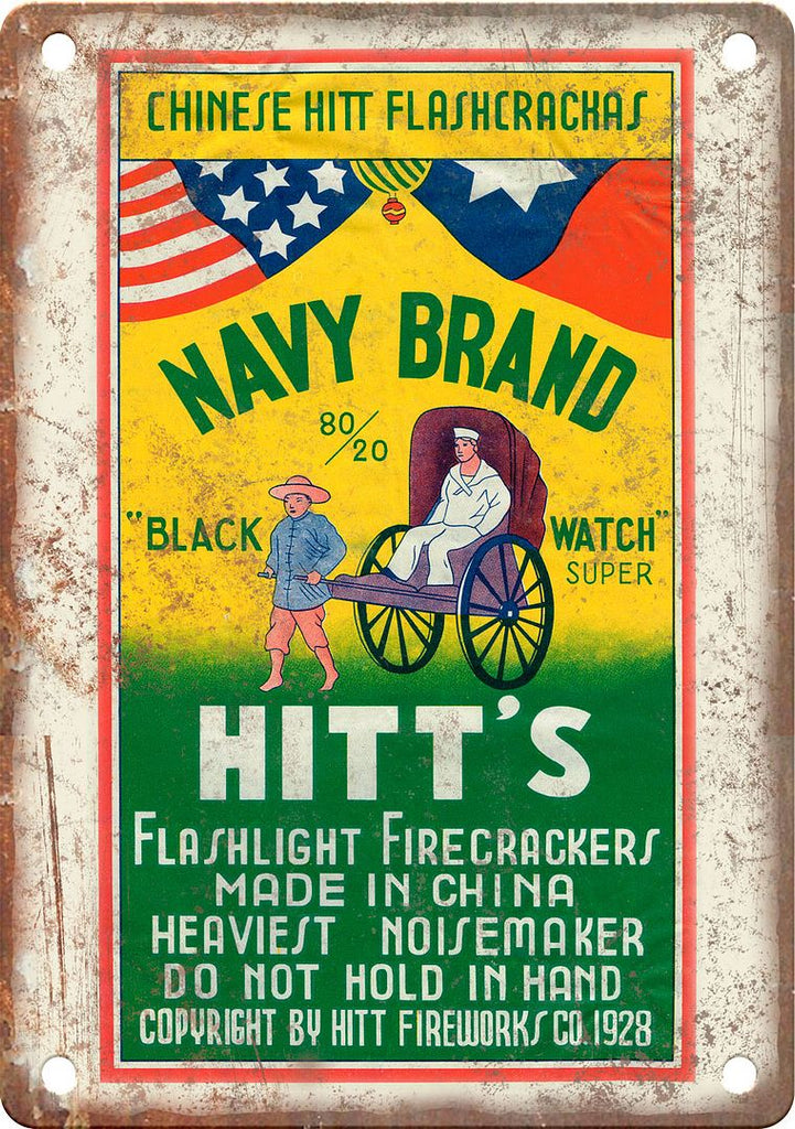 Navy Brand Firecracker Package Art Metal Sign