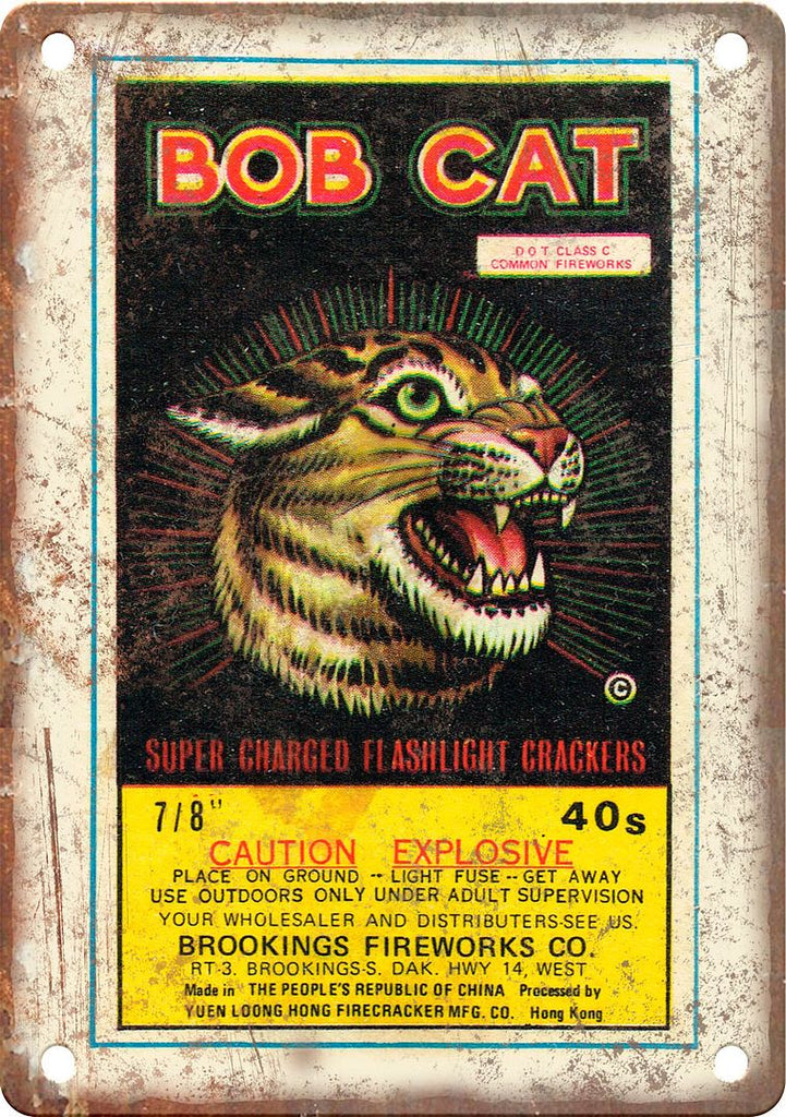 Bob Cat Firework Package Art Metal Sign