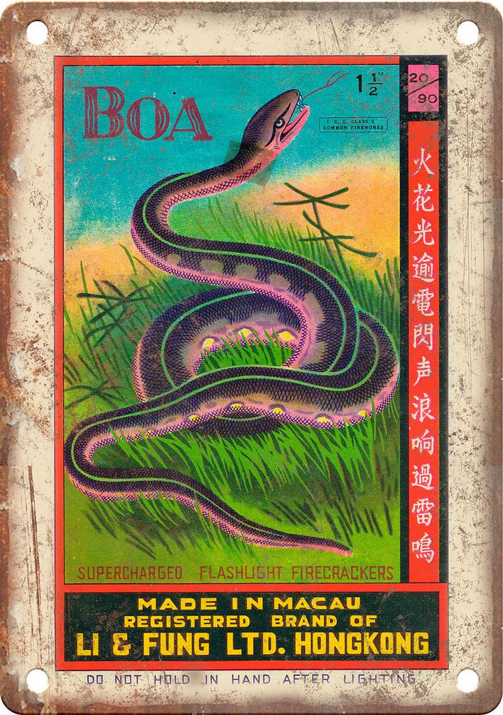 Boa Firecracker Package Art Metal Sign
