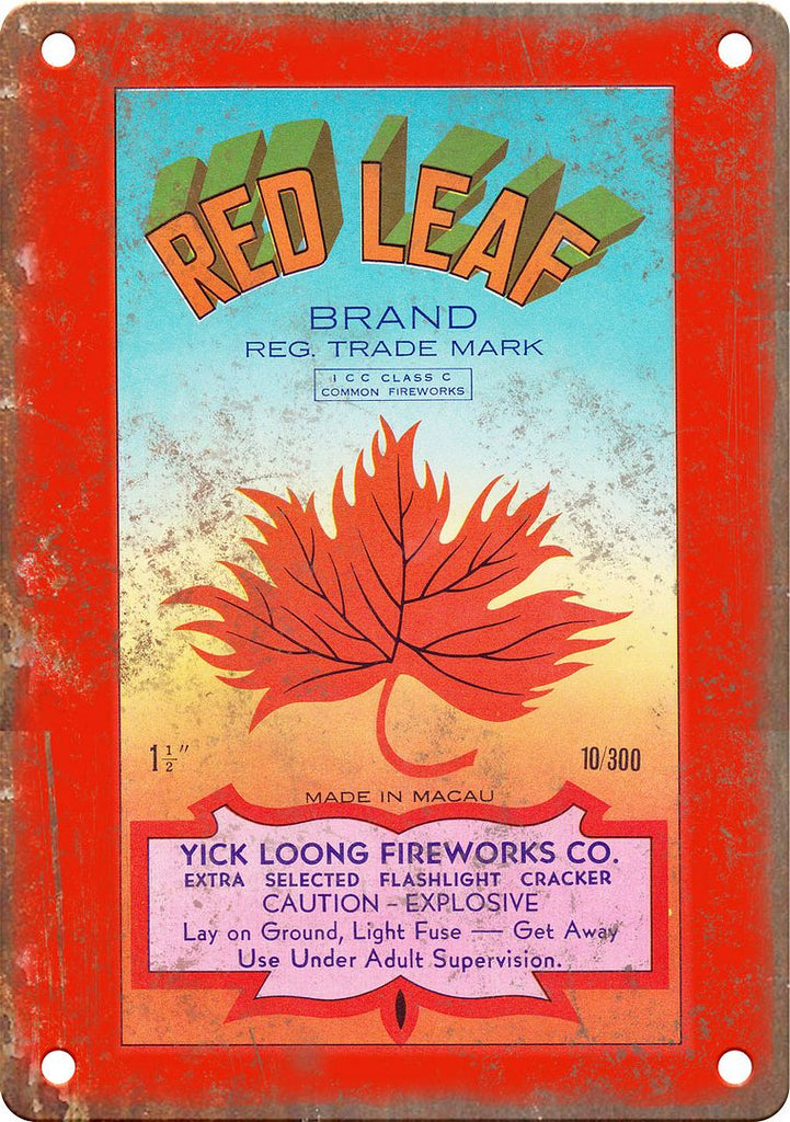 Red Leaf Brand Firecracker Package Art Metal Sign