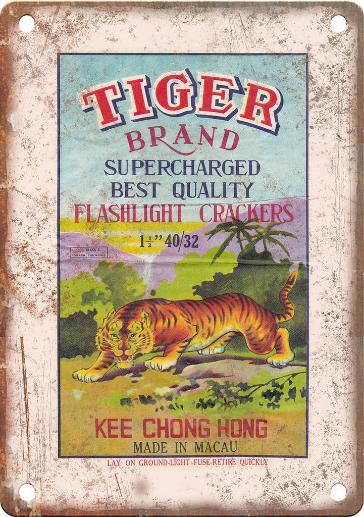 Tiger Brand Firecracker Package Art Metal Sign