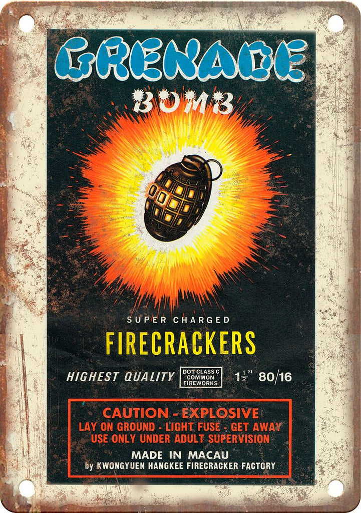 Gernade Bomb Firecracker Package Art Metal Sign