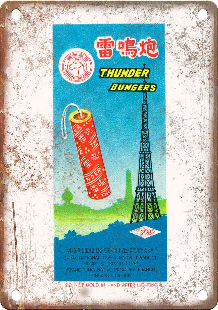 Thunder Bungers Firecracker Package Art Metal Sign