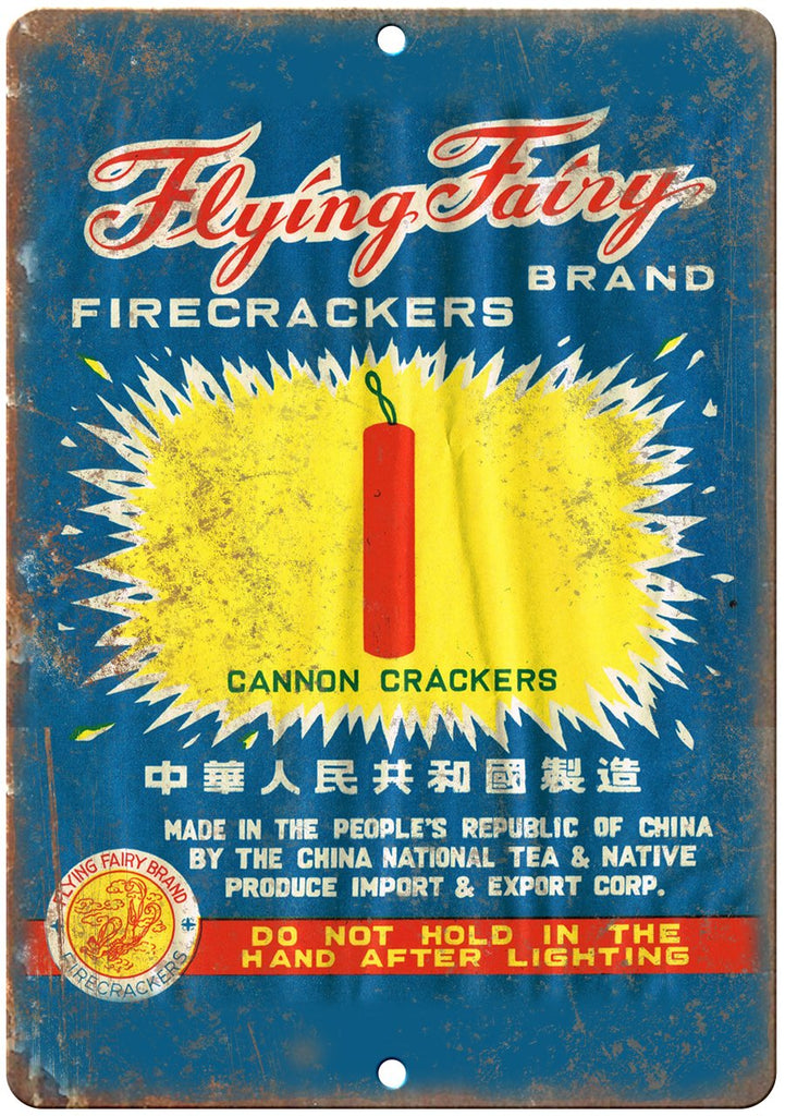 Flying Fairy Brand Firecracker Art Metal Sign