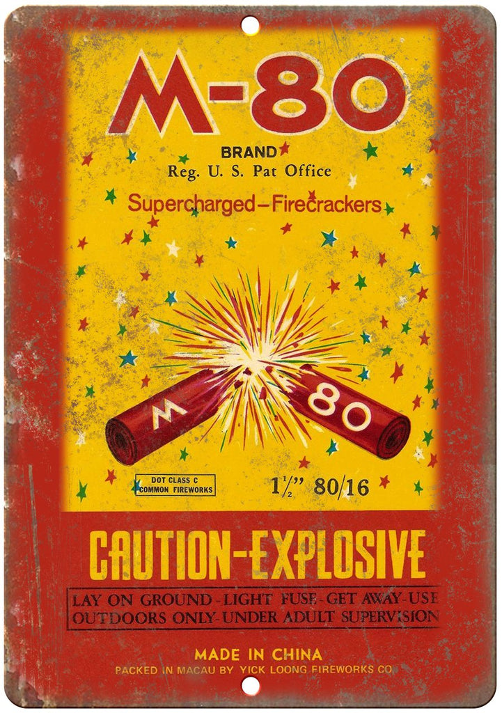 M-80 Brand Firecrackers Package Art  Metal Sign