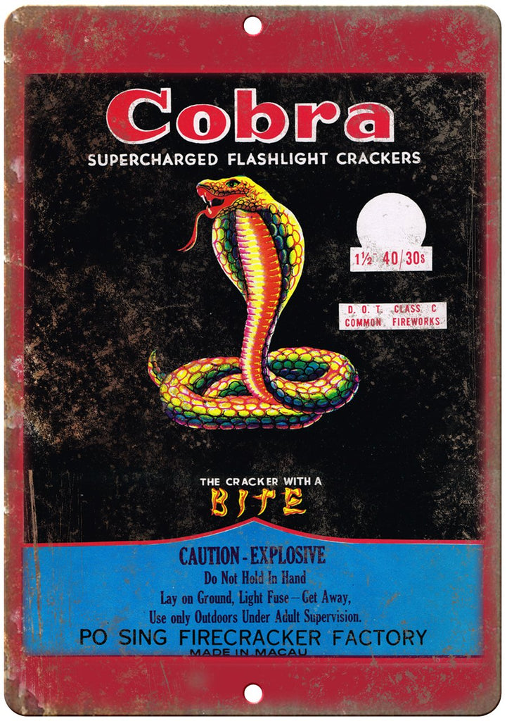 Cobra Flashlight Cracker Package Art Metal Sign