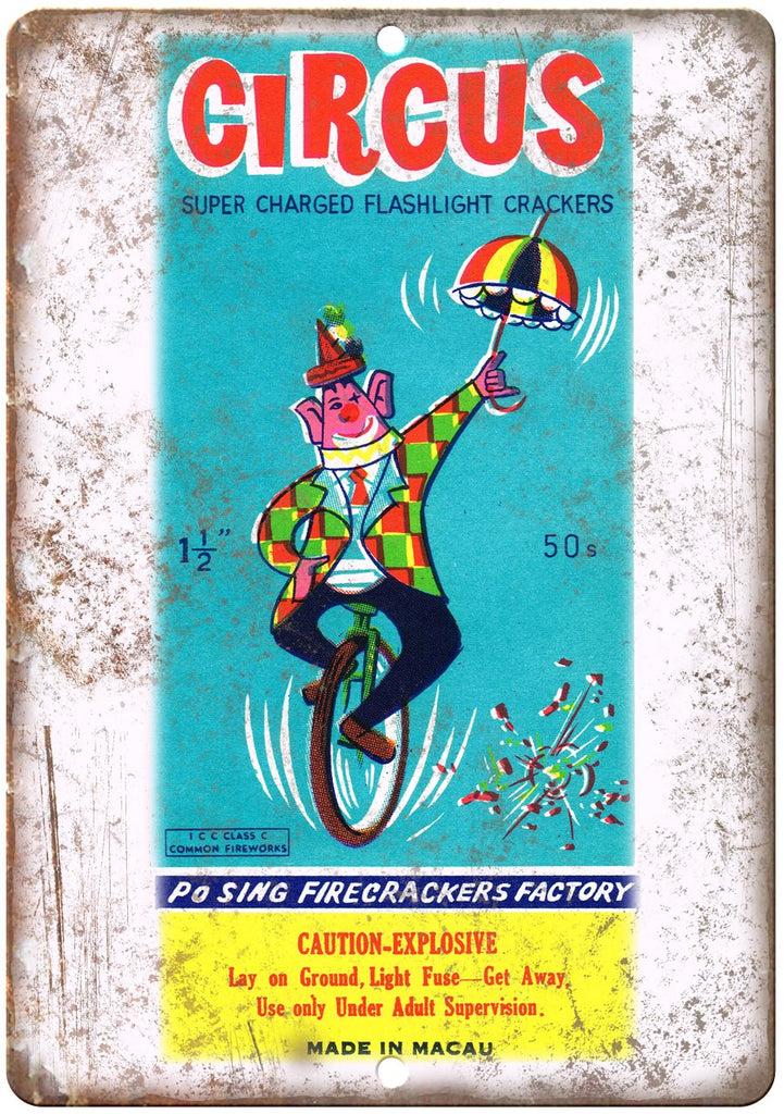 Circus Po Sing Firecrackers Factory Art Metal Sign