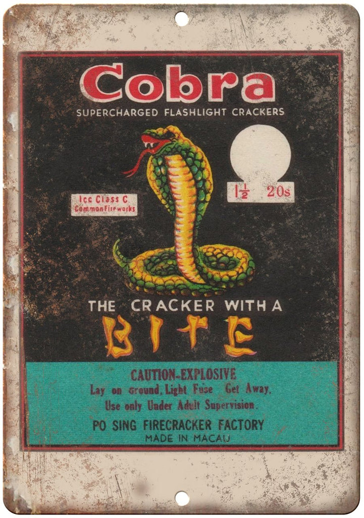 Cobra Firecrackers Package Art Metal Sign
