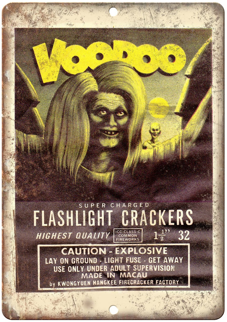 Voodoo Firecracker Package Art Metal Sign