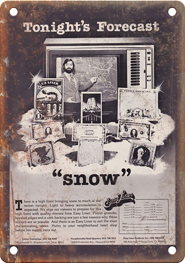 EZ Liner Snow Cocaine 19070's Drug Ad Reproduction Metal Sign