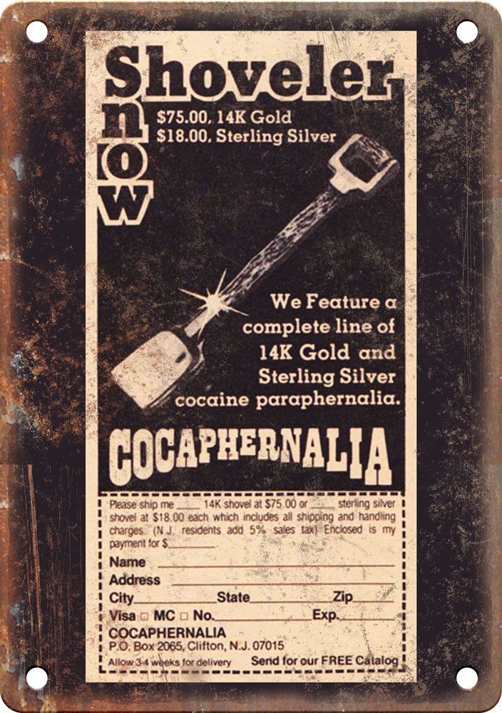 Shoveler Cocaine Paraphernalia Ad Reproduction Metal Sign