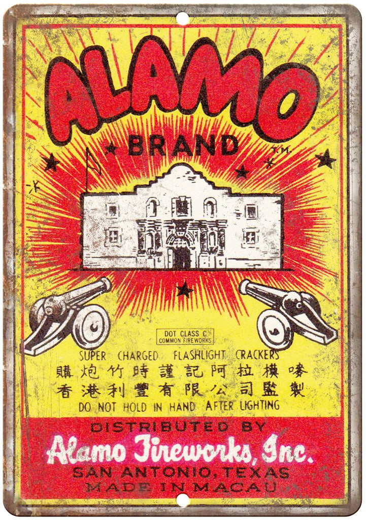 Alamo Brand Firework Package Art Metal Sign