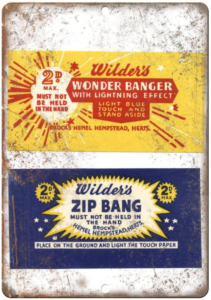 Wilder's Zip Bang Firecracker Artwork Metal Sign