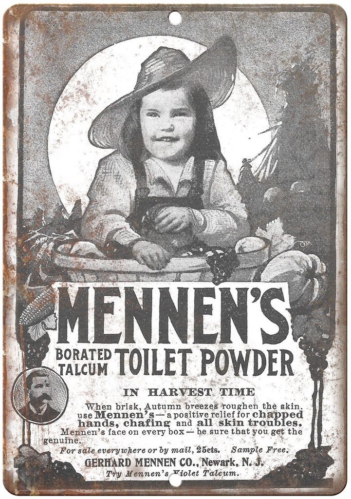 Mennen's Toilet Powder Metal Sign