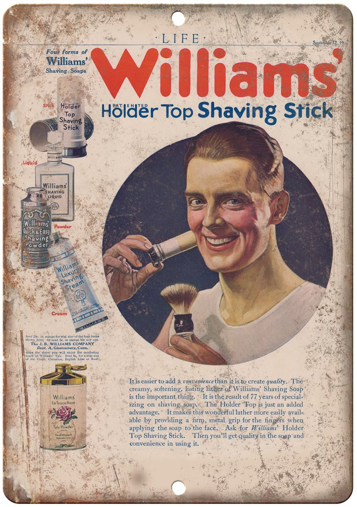 William's Shaving Stick Shaving Cream Metal Sign