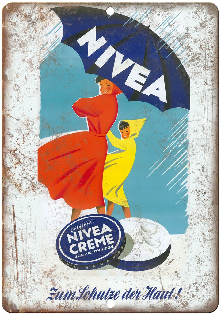 Nivea Cream Vintage Poster Ad Metal Sign