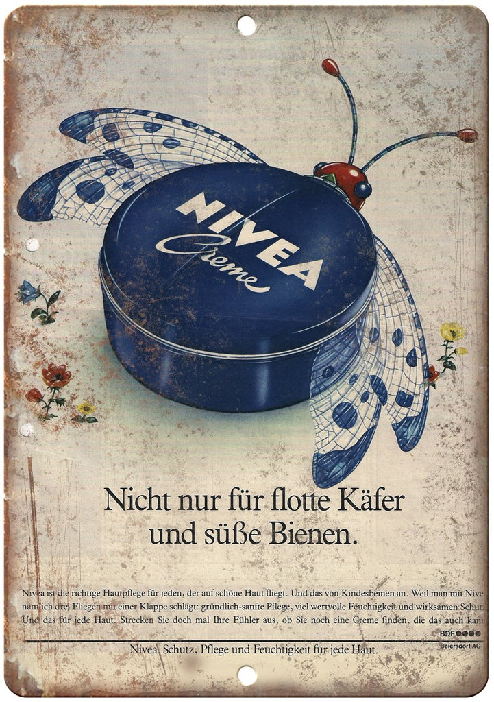 Nivea Cream German Ad Metal Sign