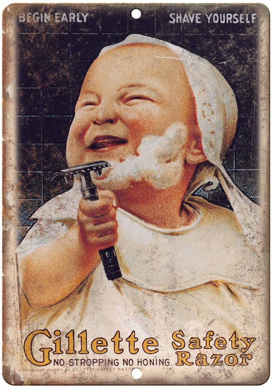 Gillette Safety Razor Baby Shaving Ad Metal Sign | Rusty Walls – Rusty ...