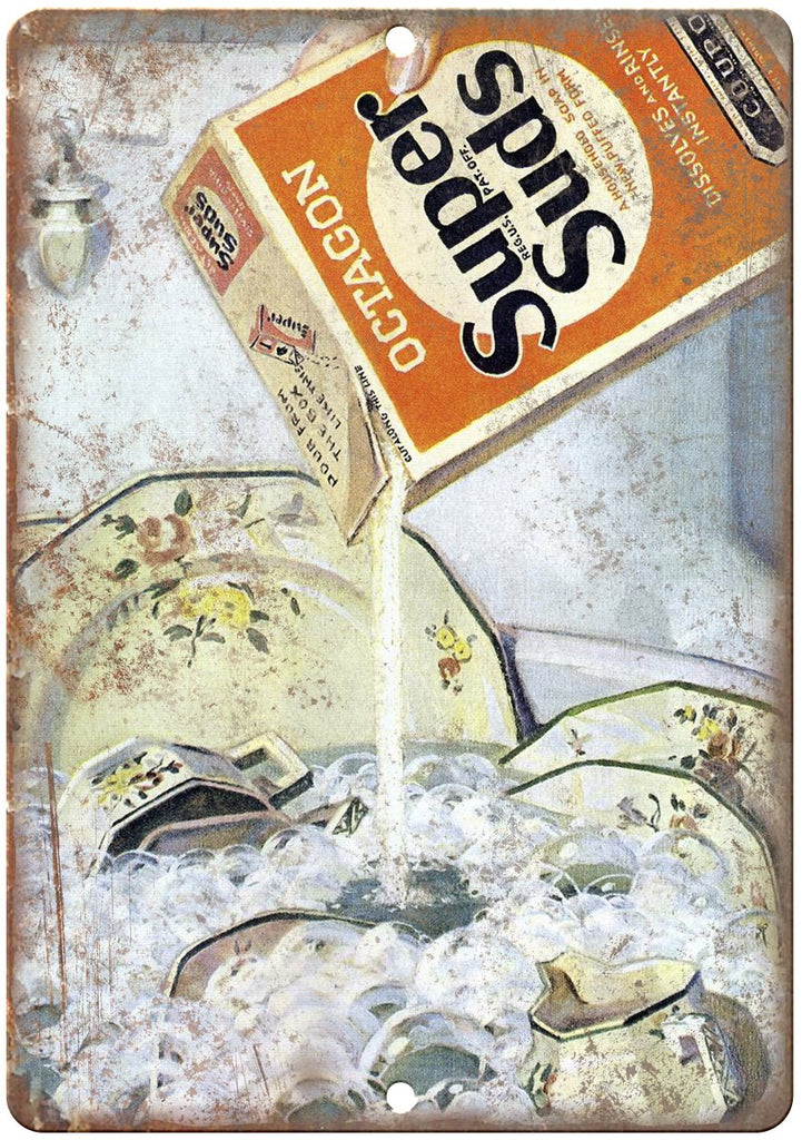 Octagon Super Suds Vintage Dishwash Ad Metal Sign