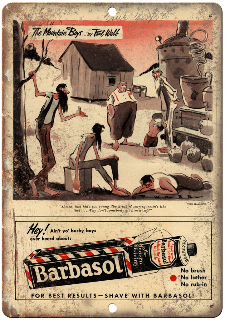 Barbasol Shave Cream Vintage Ad Metal Sign