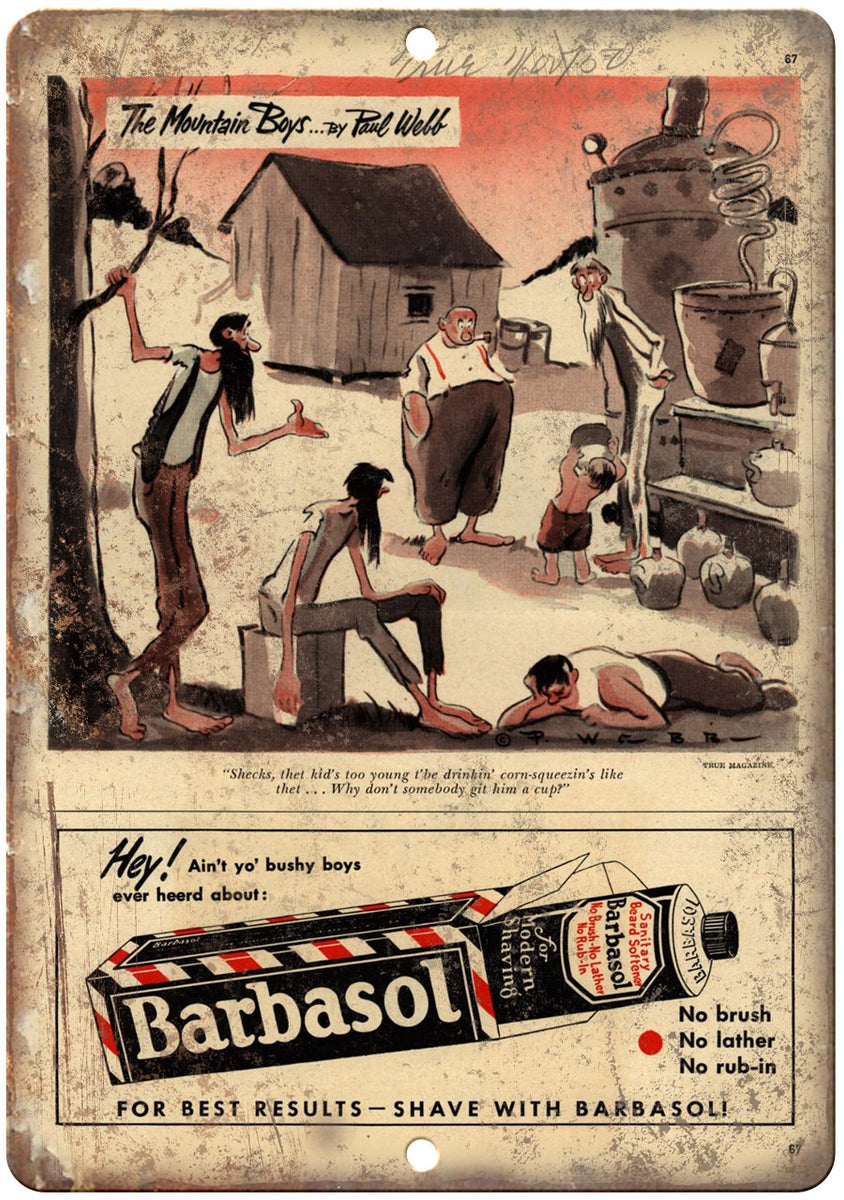Barbasol Shave Cream Vintage Ad Metal Sign | Rusty Walls – Rusty Walls ...