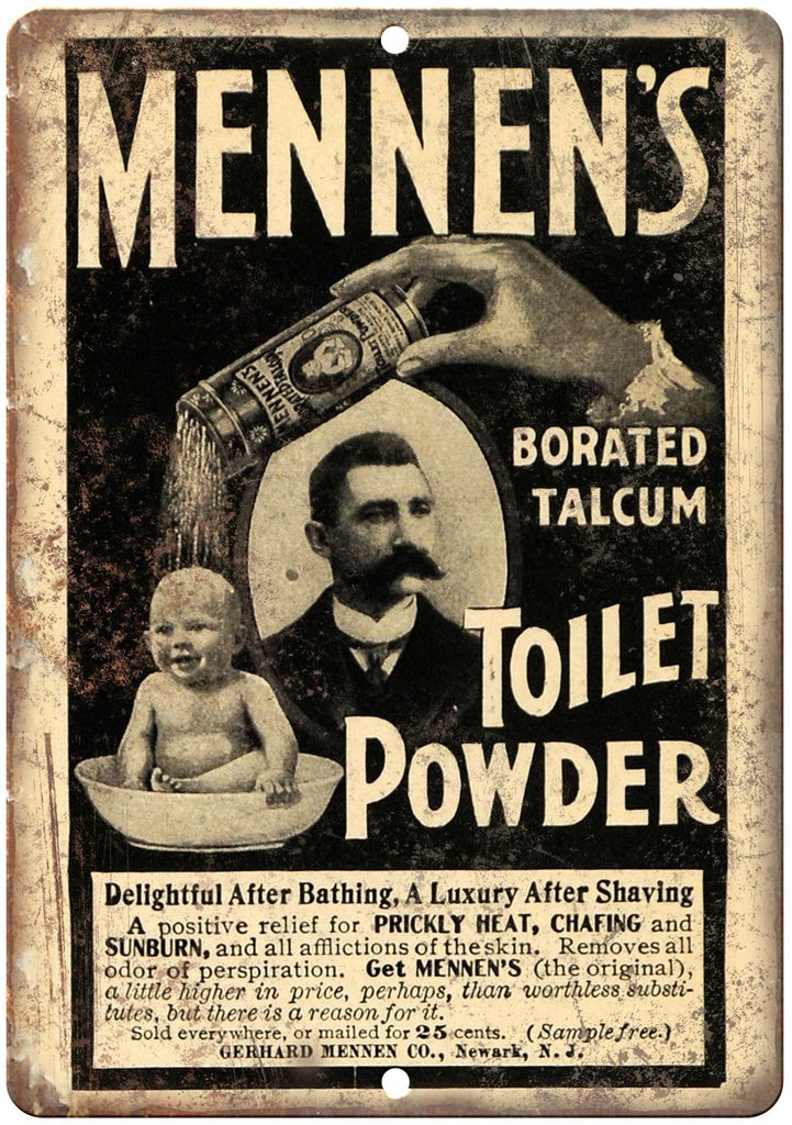 Mennen's Toilet Powder Borated Talcum Metal Sign