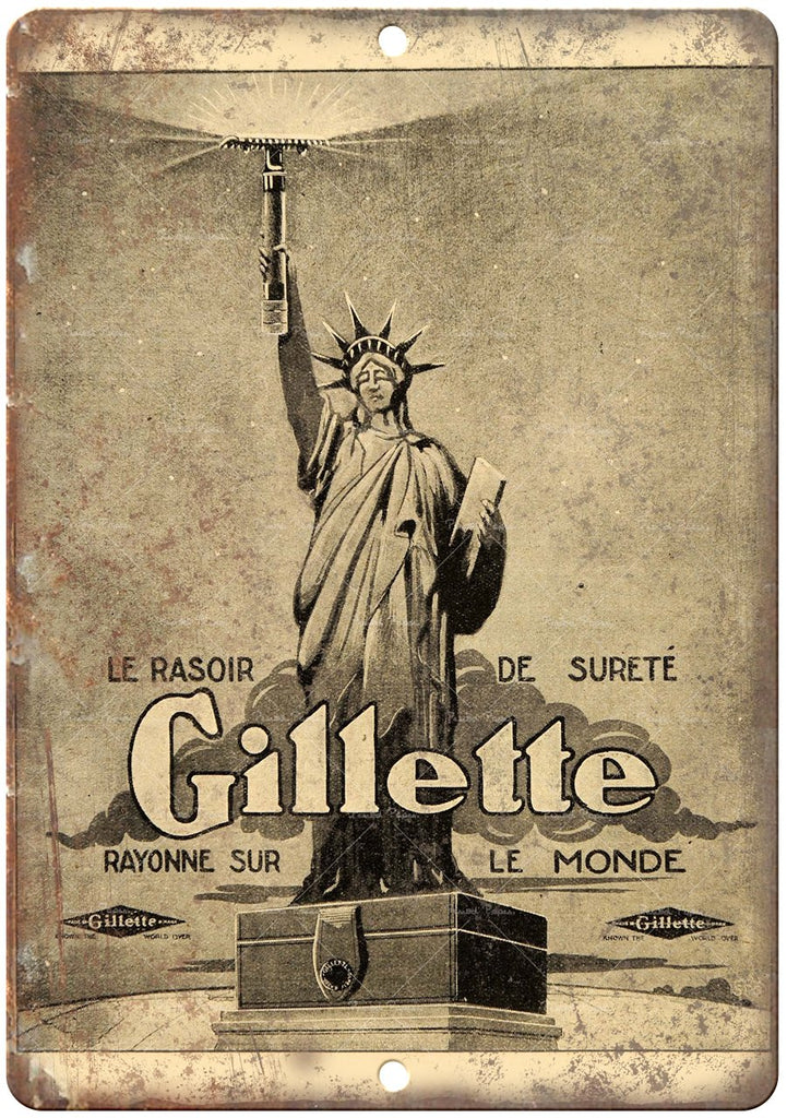 Gillette Safety Razor Vintage Shaving Ad Metal Sign