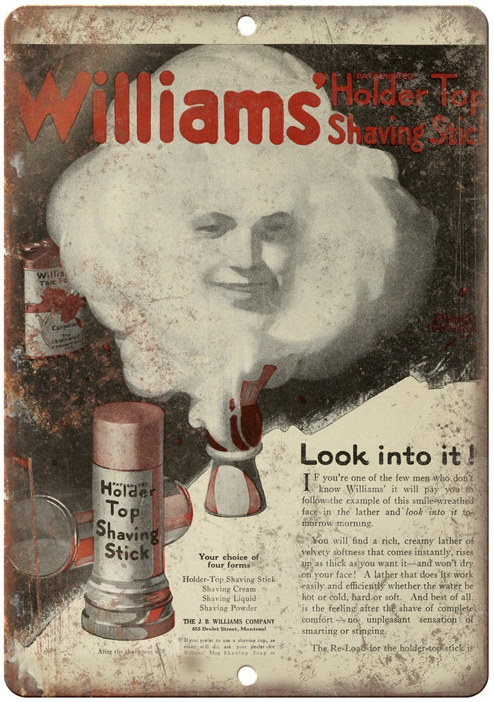 Willias Shaving Stick Vintage Ad Metal Sign