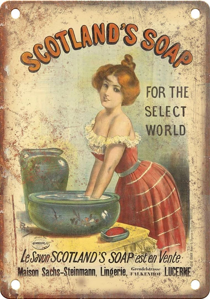 Scotland's Soap Vintage Detergent Ad Metal Sign