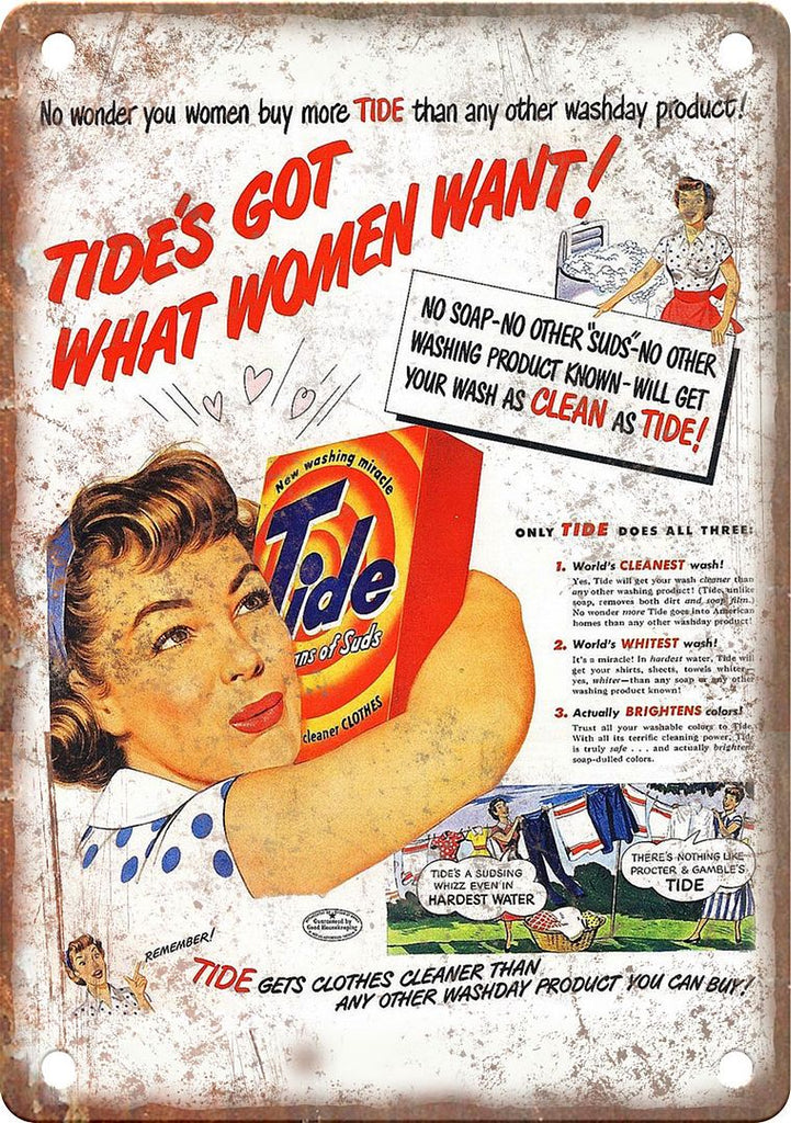 Tide Detergent Soap Vintage Ad Metal Sign