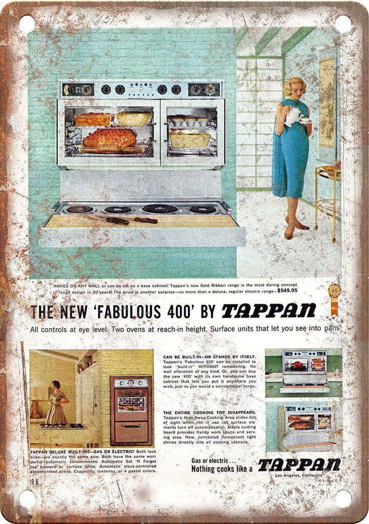 Tappan Vintage Stove Ad 1960s Metal Sign