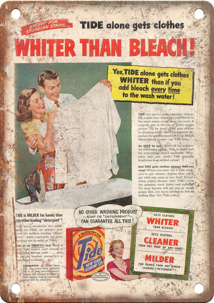 Tide Detergent Soap Vintage Laundry Ad Metal Sign