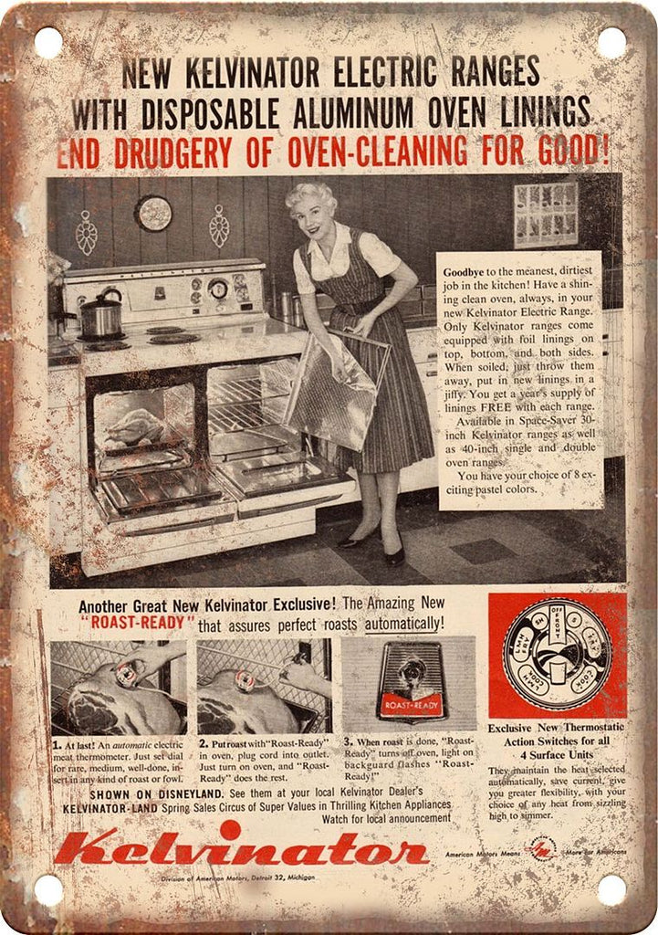 Kelvinator Vintage Stove Ad Gas Range Metal Sign