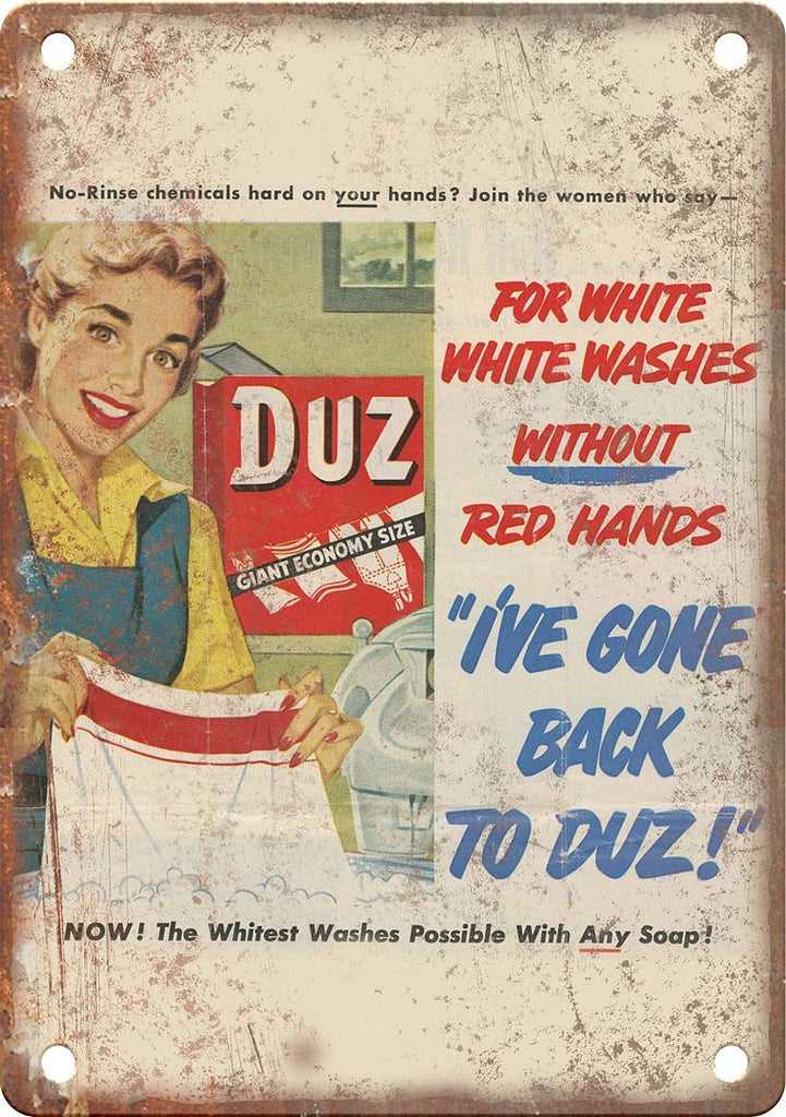 Duz Laundry Detergent Soap Ad Metal Sign